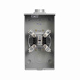 Eaton 1004455BCH meter socket, Resi type cover, 200A, Over/under, 2 inch bolt-on hub, #8-250 kcmil, 4-jaw, 1-ph, #8-250 kcmil, Horn bypass, 3-wire, Ringless, 600 Vac