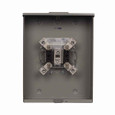 Eaton 1004710ECH meter socket, Resi type cover, 200A, Over/under, 3-5/16 inch hub cover plate, #8-250 kcmil, 4-jaw, 1-ph, #8-250 kcmil, 3-wire, Ringless, 600 Vac