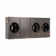 Eaton 1008844CH meter socket, Multi position horiz. ganged sockets, 200A, Over/under, 5x5 inch hub cover plate, #1/0-500 kcmil, 4-jaw, 1-ph, #8-250 kcmil, Horn bypass, Three-wire, Ringless, 600 Vac