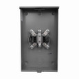Eaton 1007448ACH meter socket, Resi type cover, 200A, Over/under, 3-5/16 inch hub open, 3/8 inch stud, 4-jaw, 1-ph, 3/8 inch stud, 3-wire, Ringless, 600 Vac