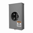 Eaton 1007448ACH meter socket, Resi type cover, 200A, Over/under, 3-5/16 inch hub open, 3/8 inch stud, 4-jaw, 1-ph, 3/8 inch stud, 3-wire, Ringless, 600 Vac
