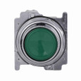 Eaton 10250T30GS33 10250T pushbutton, 30.5 mm, Heavy-Duty, Standard, square, NEMA 3, 3R, 4, 4X, 12, 13, Non-illuminated, Momentary, Green actuator, Black field, START, Flush, 1NO-1NC, Chrome bezel, Plastic actuator