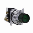 Eaton 10250T75G 10250T, 30.5 mm, Heavy-Duty, NEMA 3, 3R, 4, 4X, 12, 13, Illuminated, Momentary, Extended, Green actuator, Incandescent, transformer light unit, 1NO, 120 Vac light unit, Chrome bezel, #755, Plastic actuator
