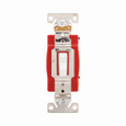 Eaton 1221W construction grade toggle switch, #14-10 AWG, 20A, Flush, 120/277V, Back and side, Screw, White, Single-Pole, Single-Pole, Brass, Polycarbonate