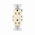 Eaton 1107A residential grade duplex receptacle, #14-10 AWG, 15A, Decorator, Commercial,Residential, Flush, 125V, Side and push, Almond, Brass, Impact-resistant thermoplastic, 5-15R, Duplex, Screw, Thermoplastic, Core pack