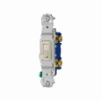 Eaton 1301-73LA toggle switch, #14-10 AWG, Flush, 120V, Side and push, Screw, Light almond, Load type: Motor Control, Fan, LED, Incandescent, ELV, MLV, CFL, Flourescent, Halogen, Single-Pole, -20° to 60°C, Single-Pole, Polycarbonate