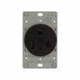 Eaton 1254-BU;1 power device receptacle, No Zinc-plated Strap, #12 - 4 AWG, 50A, Flush, 125V, Back, Black, NEMA 6-50R, Two-pole, Three-wire, Two-pole, three-wire, grounding, Screw, Glass-filled nylon, Power, Used with A42
