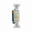 Eaton 1303-7A toggle switch, #14-10 AWG, 15A, Flush, 120V, Back and side, push wire, Screw, Almond, Load type: Motor Control, Fan, LED, Incandescent, ELV, MLV, CFL, Flourescent, Halogen, Single-Pole, Three-Way, Three-Way