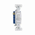 Eaton 1303W toggle switch, 15A, Wall, 120V, Back and side wire, push wire, Non-grounding, White, Three-Way