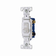 Eaton 1303W toggle switch, 15A, Wall, 120V, Back and side wire, push wire, Non-grounding, White, Three-Way