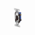 Eaton 1303-7B toggle switch, #14-10 AWG, 15A, Residential, Flush, 120V, Back and side, push wire, Screw, Brown, Load type: Motor Control, Fan, LED, Incandescent, ELV, MLV, CFL, Flourescent, Halogen, Single-Pole, Three-Way, Three-Way