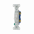 Eaton 1301-7W toggle switch, #14-10 AWG, 15A, Residential, Flush, 120V, Side and push, Screw, White, Load type: Motor Control, Fan, LED, Incandescent, ELV, MLV, CFL, Flourescent, Halogen, Single-Pole, Single-Pole, Polycarbonate