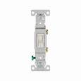 Eaton 1301-7W toggle switch, #14-10 AWG, 15A, Residential, Flush, 120V, Side and push, Screw, White, Load type: Motor Control, Fan, LED, Incandescent, ELV, MLV, CFL, Flourescent, Halogen, Single-Pole, Single-Pole, Polycarbonate