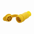 Eaton 15W47 Arrow Hart watertight straight blade connector,#18-10 AWG,15A,Industrial,125V,Back wire,Yellow,Nickel-plated brass,IP67,Santoprene thermoplastic elastomer,5-15R,Two-pole,three-wire,grounding,Screw,0.30-0.65" in dia,Thermoplastic,Bulk