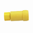 Eaton 15W47 Arrow Hart watertight straight blade connector,#18-10 AWG,15A,Industrial,125V,Back wire,Yellow,Nickel-plated brass,IP67,Santoprene thermoplastic elastomer,5-15R,Two-pole,three-wire,grounding,Screw,0.30-0.65" in dia,Thermoplastic,Bulk