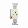 Eaton 1876A commercial specification grade single receptacle, #14-10 AWG, 20A, Commercial, Flush, 250V, Side wire, Almond, Brass, Nylon face, PVC bottom, 6-20R, Single, Screw, PVC, Core pack
