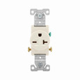 Eaton 1876A commercial specification grade single receptacle, #14-10 AWG, 20A, Commercial, Flush, 250V, Side wire, Almond, Brass, Nylon face, PVC bottom, 6-20R, Single, Screw, PVC, Core pack