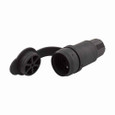 Eaton 15W48BK Arrow Hart watertight straight blade connector,#18-10 AWG,20A,Industrial,250V,Back wire,Black,Nickel-plated brass,IP67,Santoprene thermoplastic elastomer,6-20R,Two-pole,three-wire,grounding,Screw,0.30-0.65" dia,Thermoplastic,Core pack