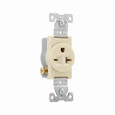 Eaton 1876V-BOX commercial specification grade single receptacle, #14-10 AWG, 20A, Commercial, Flush, 250V, Side wire, Ivory, Brass, Nylon face, PVC bottom, 6-20R, Single, Screw, PVC, ED Box