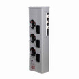 Eaton 1MM312RC residential meter stack, Amperage rating: 125A, Bus rating: 800A, Outdoor, Interrupt rating depends on selected main circuit breaker, Single-phase in/single-phase out, 3 Sockets, Copper, Ring, 120/240 Vac, 4-jaw