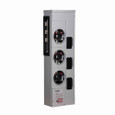 Eaton 1MM312RC residential meter stack, Amperage rating: 125A, Bus rating: 800A, Outdoor, Interrupt rating depends on selected main circuit breaker, Single-phase in/single-phase out, 3 Sockets, Copper, Ring, 120/240 Vac, 4-jaw