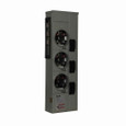 Eaton 1MM312RRL residential meter stack, Amperage rating: 125A, Bus rating: 800A, Outdoor, Interrupt rating depends on selected main circuit breaker, Single-phase in/single-phase out, 3 Sockets, Aluminum, Ringless, 120/240 Vac