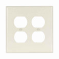 Eaton 2050LA Duplex receptacle wallplate, Lt. Almond, Duplex receptacle Cutout, Thermoset, Two- gang, Mid-size