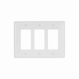 Eaton 2063W-BOX Decorator / GFCI wallplate, White, Decorator Cutout, Thermoset, Three- gang, Mid-size, ED Box