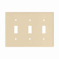 Eaton 2141V-BOX Toggle wallplate, Ivory, Toggle Cutout, Thermoset, Three- gang, Standard, ED Box