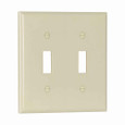 Eaton 2139V Toggle wallplate, Ivory, Toggle Cutout, Thermoset, Two- gang, Standard