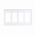 Eaton 2164W-BOX Decorator / GFCI wallplate, White, Decorator Cutout, Thermoset, Four- gang, Standard, ED Box
