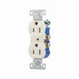 Eaton 270-9LA residential grade duplex receptacle, #14-10 AWG, 15A, Commercial|Residential, Flush, 125V, Side and push, Light almond, Brass, Impact-resistant thermoplastic, 5-15R, Duplex, Screw, Thermoplastic, Core pack, Auto grounding