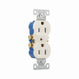 Eaton 270-9LA residential grade duplex receptacle, #14-10 AWG, 15A, Commercial|Residential, Flush, 125V, Side and push, Light almond, Brass, Impact-resistant thermoplastic, 5-15R, Duplex, Screw, Thermoplastic, Core pack, Auto grounding