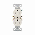 Eaton 270-9LA residential grade duplex receptacle, #14-10 AWG, 15A, Commercial|Residential, Flush, 125V, Side and push, Light almond, Brass, Impact-resistant thermoplastic, 5-15R, Duplex, Screw, Thermoplastic, Core pack, Auto grounding