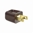 Eaton 2601B-BU straight blade plug , #18-10 AWG, 10A, Residential, 125V, Back wire, Brown, Brass, Thermoplastic, 1-15P, Two-pole, two-wire, non grounding, Insulation piercing, 18-2 SPT-1 cord, Thermoplastic, Bulk