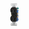 Eaton 270BLK residential grade duplex receptacle, #14-10 AWG, 15A, Commercial|Residential, Flush, 125V, Side and push, Black, Brass, Impact-resistant thermoplastic, 5-15R, Duplex, Screw, Thermoplastic, Core pack