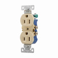 Eaton 270V residential grade duplex receptacle, #14-10 AWG, 15A, Commercial|Residential, Flush, 125V, Side and push, Ivory, Brass, Impact-resistant thermoplastic, 5-15R, Duplex, Screw, Thermoplastic, Core pack