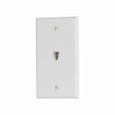 Eaton 3532-4W Wallplate with connector, 4-conductor jack, Commercial, residential telephone, Flush, box, White, Data/Voice modular jack, Type 625B4 screw terminals, Thermoplastic elastomer (TPE), Standard, Type 625B4
