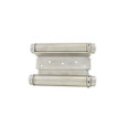 Hager 1303 Double Acting Full Surface Commercial Spring Hinge, 626 Satin Chrome, horizontal orientation showing both spring barrels and leaf plate