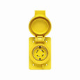 Eaton 3433RW Arrow Hart watertight locking receptacle, #14-8 AWG, 30A, Industrial, 120/208V, Back wiring, Yellow, Single, Watertight, Non-NEMA, Four-pole, Four-wire, non-grounding, Thermoplastic, glass-filled nylon