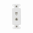 Eaton 3562W Telephone Jack and Coaxial Adapter Decorator Insert, White, Thermoplastic, Surface, Decorator, 4-conductor jack and coax adapter, Type F, RJ11, RJ14, Combination