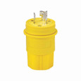 Eaton 3331PW Arrow Hart watertight locking plug, #18-10 AWG, 30A, Industrial, 125/250V, Back wiring, Yellow, Brass, Watertight, Non-NEMA, Three-pole, Three-wire, non-grounding, Santoprene thermoplastic elastomeric, 0.43 to 1.15 in