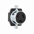 Eaton 3769 locking receptacle, #10-6 AWG, 50A, Industrial, 600 Vac, 250Vdc, Back wiring, Black, Single, Non-NEMA, Three-pole, Four-wire, grounding, Steel, California standard