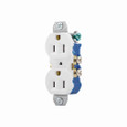 Eaton 4270W residential grade duplex receptacle, #14-10 AWG, 15A, Commercial|Residential, Flush, 125V, Side and push, White, Brass, High-impact thermoplastic, 5-15R, Duplex, Screw, Thermoplastic, Core pack