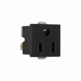 Eaton 49BK-BU panel mount/snap-in single receptacle, #14-12 AWG, 15A, Commercial, Snap-in, Panel, 125V, Quick connect, Black, Brass, Thermoset face and Polypropylene base, 5-15R, Single, Quick connect, Thermoplastic, Bulk, Plastic back|Plastic clip