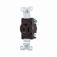 Eaton 5261B Arrow Hart extra heavy-duty industrial specification grade single receptacle, #14-10 AWG, 15A, Industrial, Flush, 125V, Back and side, Brown, Brass, High-impact nylon face, 5-15R, Single, Screw, Glass-filled nylon, Core pack