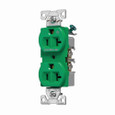 Eaton 5362CHGN Arrow Hart heavy-duty industrial specification grade duplex receptacle,#14-10 AWG,20A,Flush,125V,Back and side,Green,Brass,High-impact nylon face,PVC base,5-20R,Duplex,Screw,Glass-filled nylon,Core pack,Auto-grounding|Half controlled