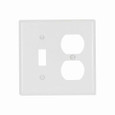 Eaton 5138W-BOX Combination wallplate, White, Toggle, Duplex receptacle Cutout, Nylon, Two- gang, Standard, ED Box