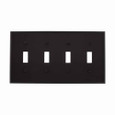 Eaton 5154BK Toggle wallplate, Black, Toggle Cutout, Nylon, Four- gang, Standard