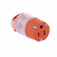 Eaton 515CLTRN-F straight blade connector, Lighted/Power Indicating, #18-12 AWG, 15A, Residential & Commercial, 125V, Back wire, Orange, Brass, Nylon, 5-15R, Two-pole, three-wire, grounding, Straight body, Screw, Green LED pilot light, Nylon